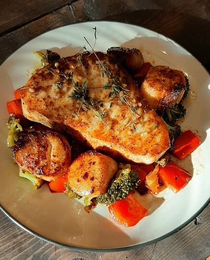 Swordfish and Scallops