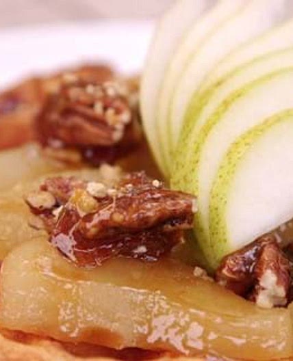 Gaufres et poires au caramel