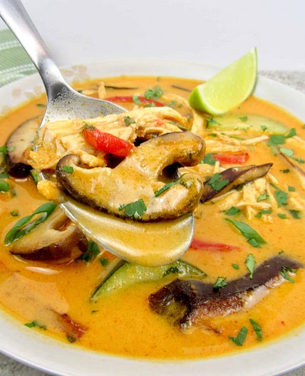 Thai Coconut Curry Chicken Soup - Keto and Low Carb