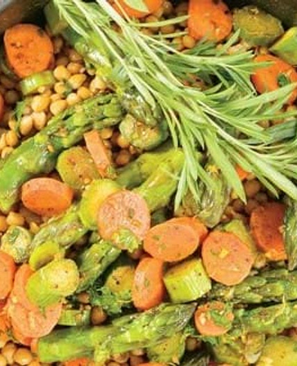 Lentilles aux asperges et aux carottes