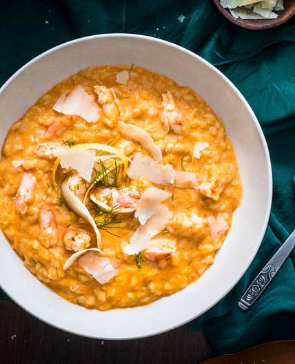 Risotto with Shrimps Bisque, Parmigiano and Lemon Zest