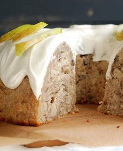 Maple Pecan Pear Cake with Maple Cream Cheese Icing