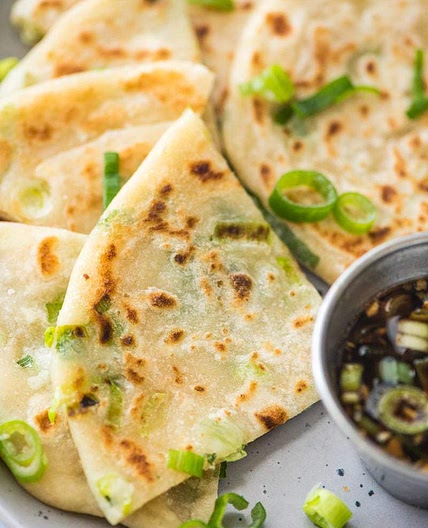 Scallion Pancakes with Dipping Sauce
