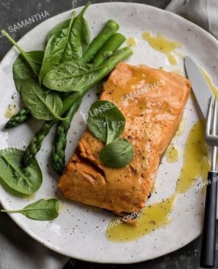 Monday's. Dinner.  Poached Salmon & Spinach