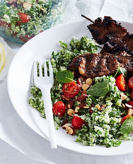 Healthy naked pork kebab bowls