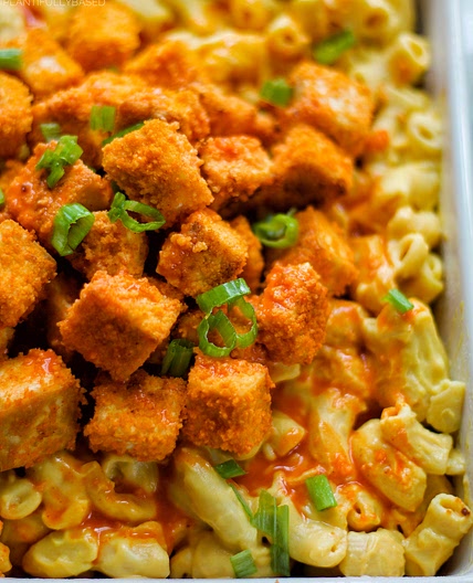 High Protein Buffalo Tofu Mac and Cheese