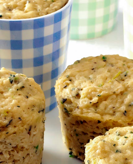 Cheese and herb muffin in a mug