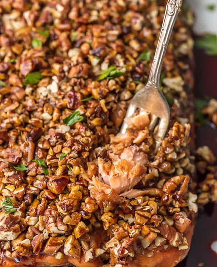 Pecan Crusted Honey Bourbon Salmon