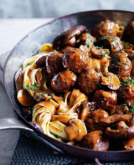 Venison meatball and wild mushroom ragout