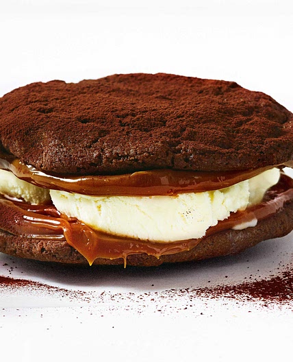 Triple choc cookie dulce de leche ice-cream sandwiches