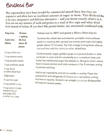 Birdseed bars