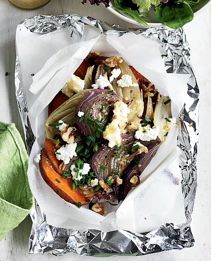 BBQ sweet potato and fennel parcels