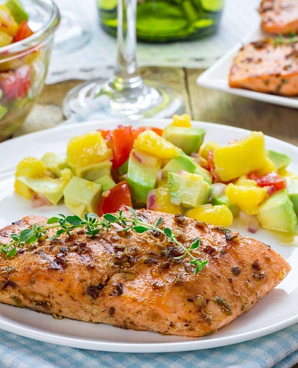 Grilled Spicy Salmon with Avocado Salsa | The Fast 800