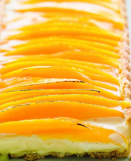 Mango and lemongrass tart with coconut pastry