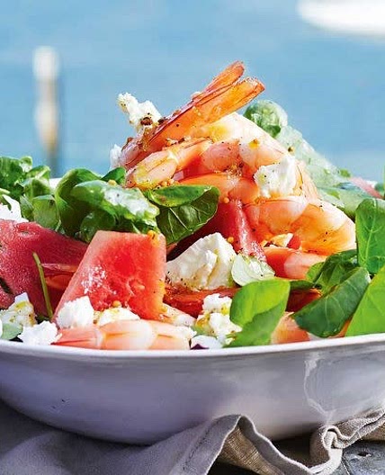 Prawn, feta and watermelon salad