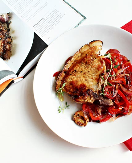 Gordon Ramsay’s pork chop with sweet & sour peppers