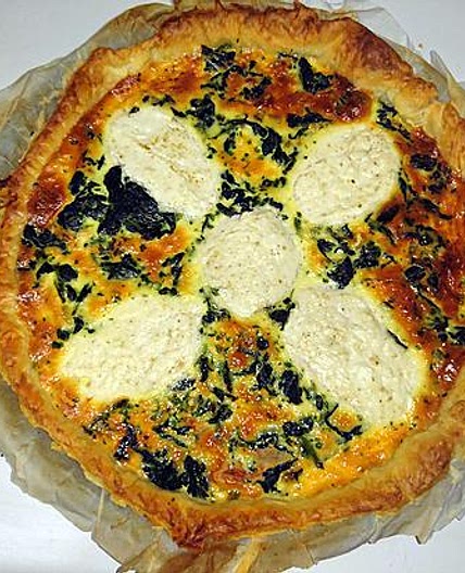 Tarte épinards, chèvre et cumin