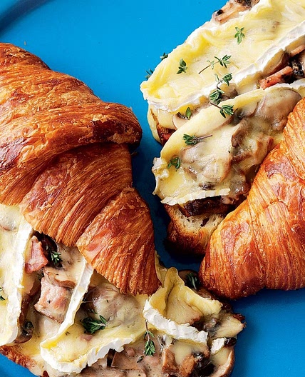 Creamy mushroom, Brie and pancetta croissants