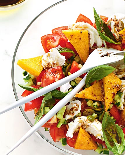 Fried polenta panzanella
