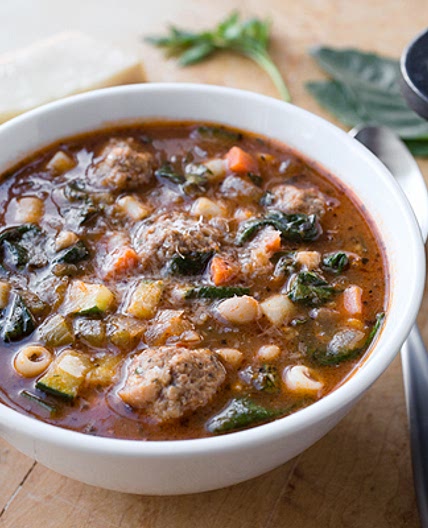 Minestrone Soup with Meatballs