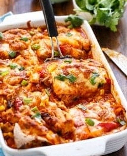 Chicken and Corn Enchilada Bake