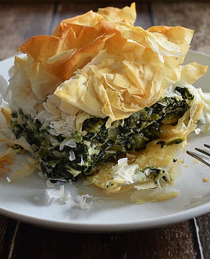 Spinach & tofu filo pie