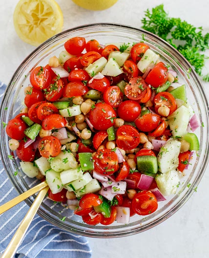 Tomato, Cucumber & Chickpea Salad