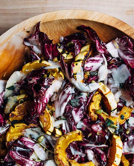 Radicchio and Roasted Delicata Squash Salad with Fried Sage