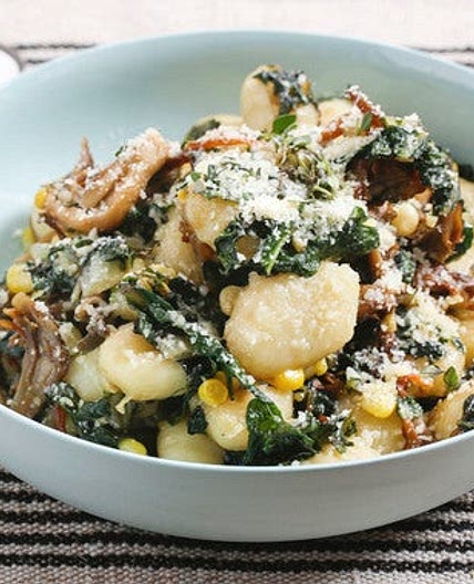 Brown Butter & Thyme Gnocchi with Maitake Mushrooms, Corn & Swiss Chard