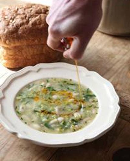 Cannellini bean and leek soup with chilli oil