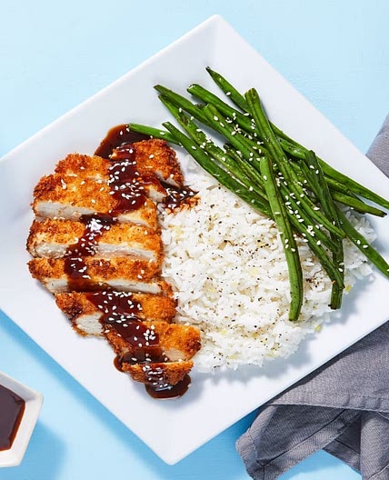 Chicken Katsu with Roasted Green Beans & Ginger Rice