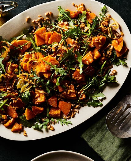 Roasted Butternut Squash & Toasted Farro Salad with Curried Brown Butter