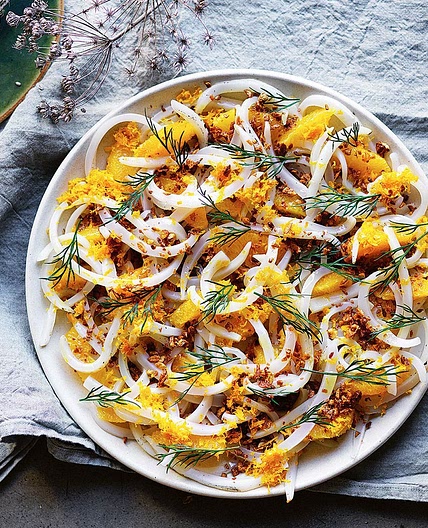 Charred calamari with orange and garlic