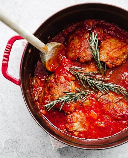 Pollo in Potacchio (Braised Chicken with Tomatoes and Rosemary)