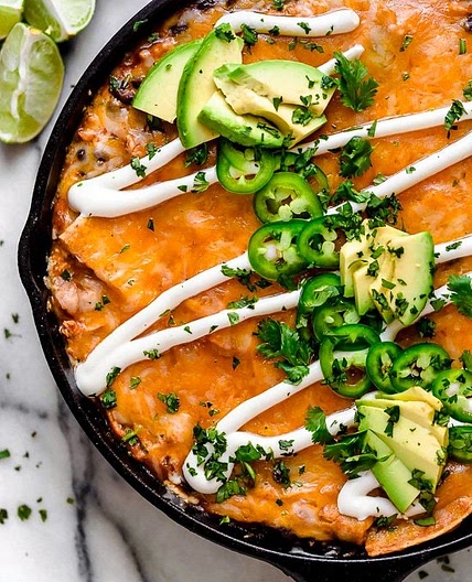 Cheesy Rotisserie Chicken Enchilada Skillet