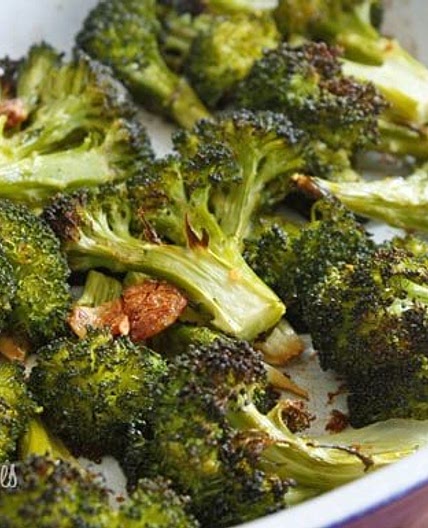 Roasted Broccoli with Smashed Garlic