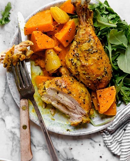 Turmeric Roasted Chicken and Sweet Potatoes
