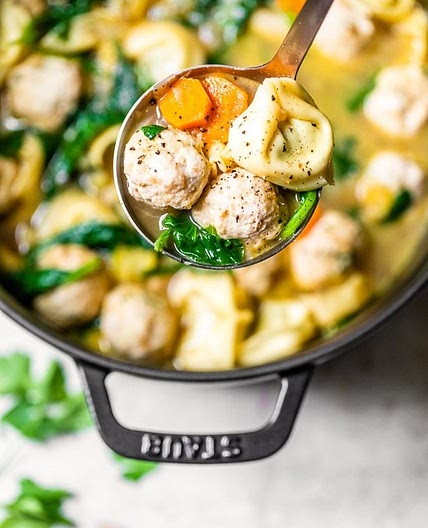 Turkey Meatball Spinach Tortellini Soup