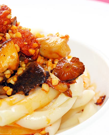 Receta de pasta con setas y sobrasada