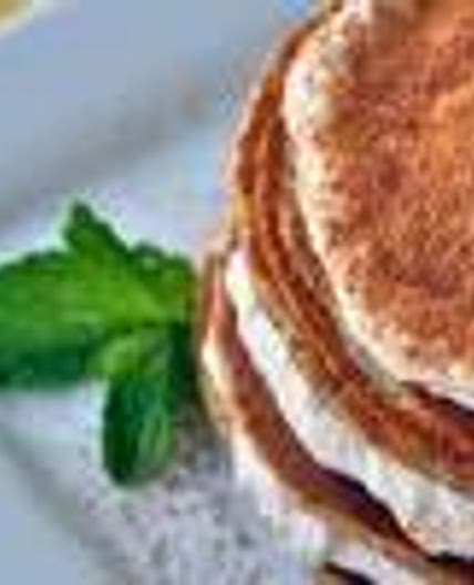 Tiramisu Protein Pancakes With Banana-Cream Frosting
