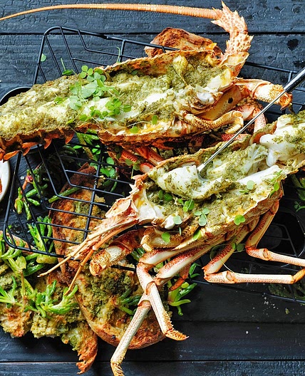 Butter-roasted lobster with native greens