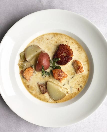 Salmon Crab and Corn Chowder