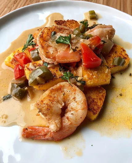 Shrimp and Fried Polenta
