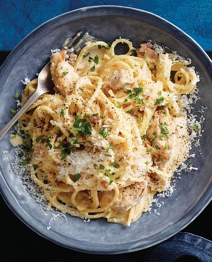 Slow cooker creamy chicken carbonara recipe