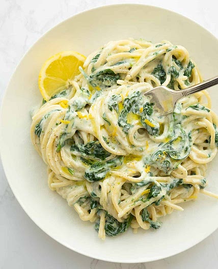 Lemon ricotta pasta & spinach