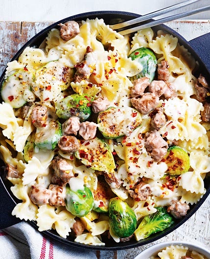 Creamy carbonara sausage pasta recipe