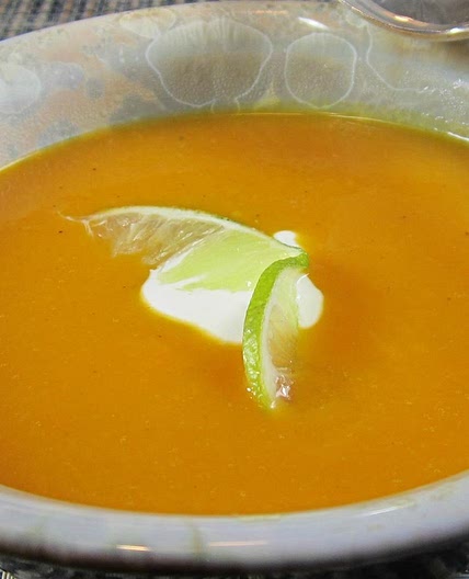 Curried Butternut Squash Soup with Lime Cream