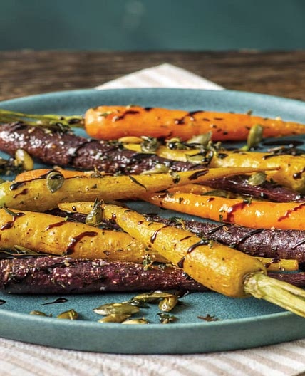 Balsamic-Glazed Baby Rainbow Carrots with Thyme & Pumpkin Seeds | Serves 2