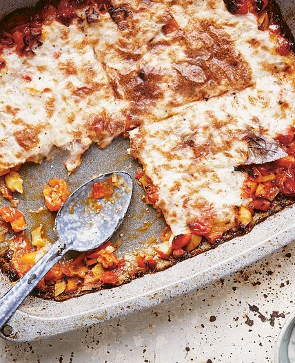 Moussaka and tzatziki