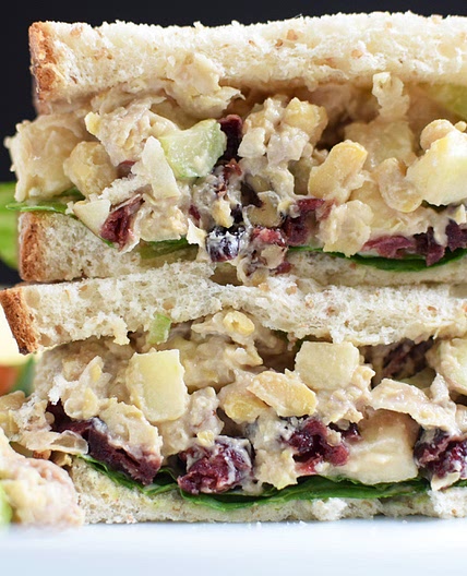 Vegan Apple Cranberry Chickpea Salad Sandwich